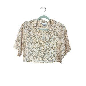 Kirious Women’s Crop Button-Down Top, Size M, Gold Buttons, GUC